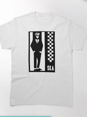 White 'Ska' Graphic T-Shirt XL new never worn